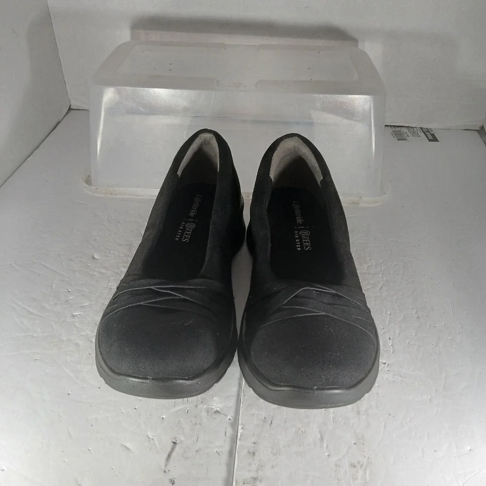 LifeStride Bzees Goody 7.5M Black Air Step Slip On Wedge Comfort Shoes